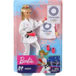 Barbie Olympic Games Tokyo 2020 - Muñeca de karate con uniforme de karate, chaqueta de Tokio 2020