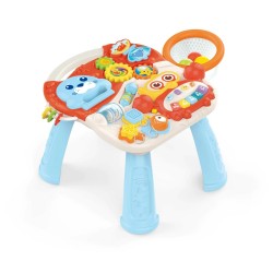 Andador 2 en 1 para sentarse y ponerse de pie, andador de empuje para bebés con mesa de juegos musical