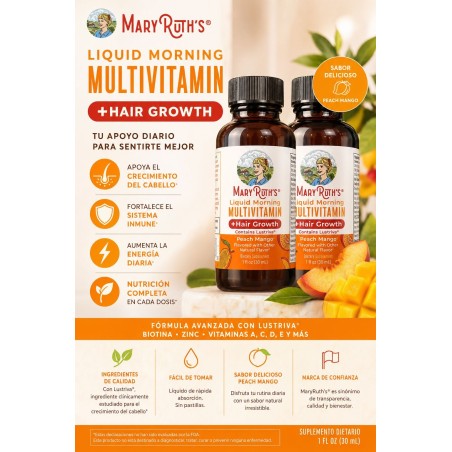 Multivitamínico líquido matutino + Pack de viaje para el crecimiento del cabello