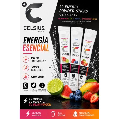 Celsius Essential Energy Sobres de Polvo de Energía para Llevar, Variedad (30 Unidades)