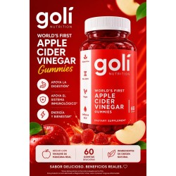 Goli Vitaminas Gomosas de Vinagre de Sidra de Manzana - 60 Unidades - Vitamina B12, Sin Gelatina, Sin Gluten, Veganas y Sin OGM