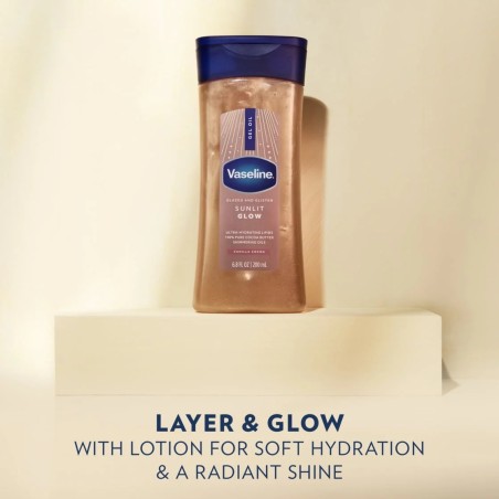 Aceite corporal en gel Vaseline Glazed & Glisten con brillo radiante.