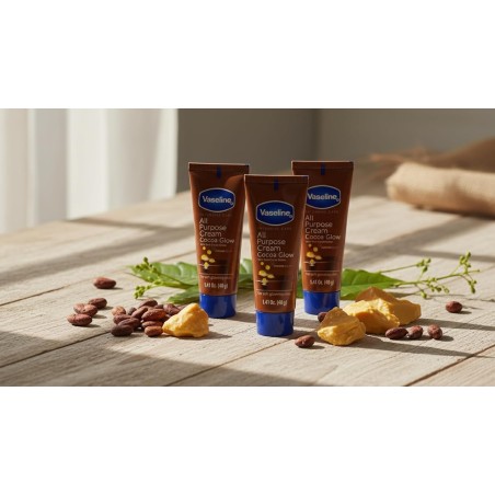 Crema multiuso Vaseline Cocoa Glow, con manteca pura de cacao, paquete de 6, 1.41 FL Oz