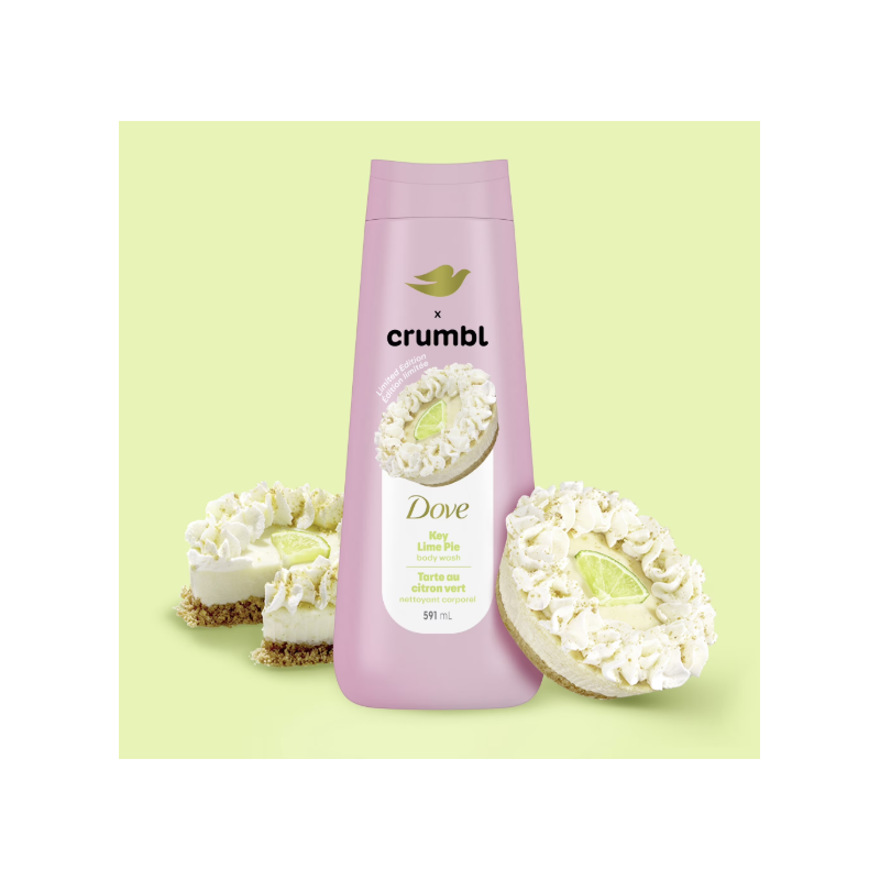 Gel de ducha líquido hidratante Dove Crumbl con aroma a tarta de lima, 591 ml | Edición limitada