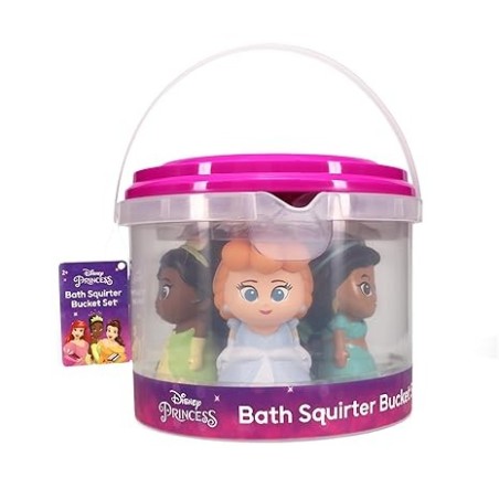 Disney Princess - Juego de 5 Piezas de Rociadores de Baño con Cubo - Juguetes de Baño para Bebés y Niños Pequeños
