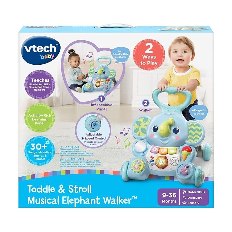 VTech Andador musical de elefante para niños y paseos