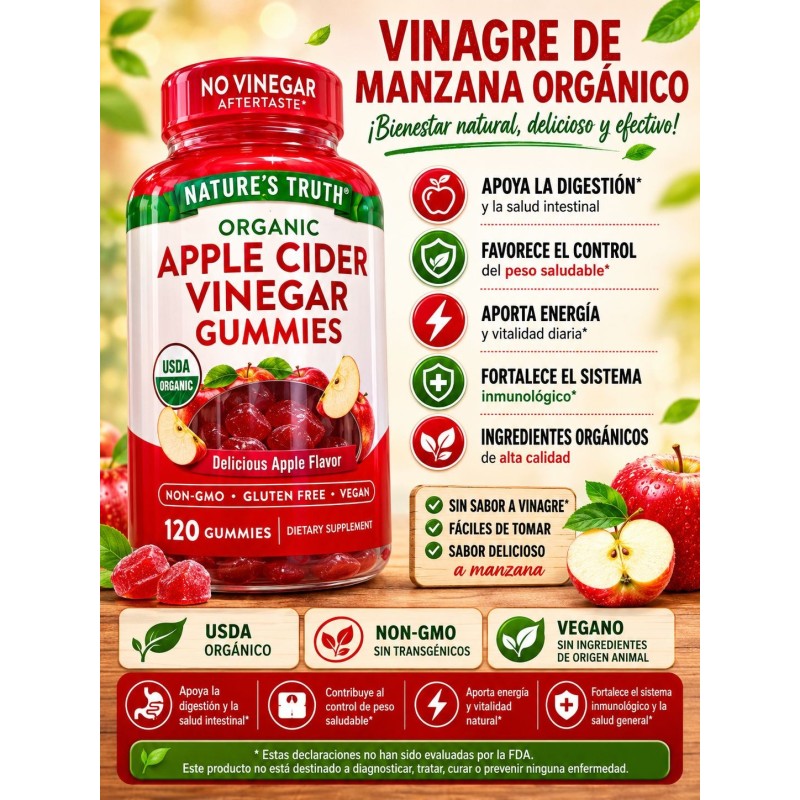 VINAGRE DE MANZANA ORGÁNICO NATURE´S TRUTH